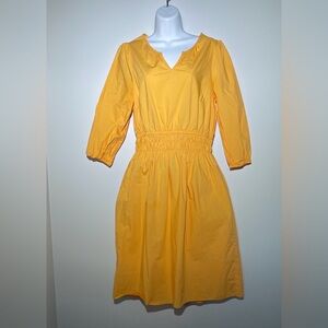 Talbots Golden 3/4 Sleeve Dress cotton v-neck preppy
